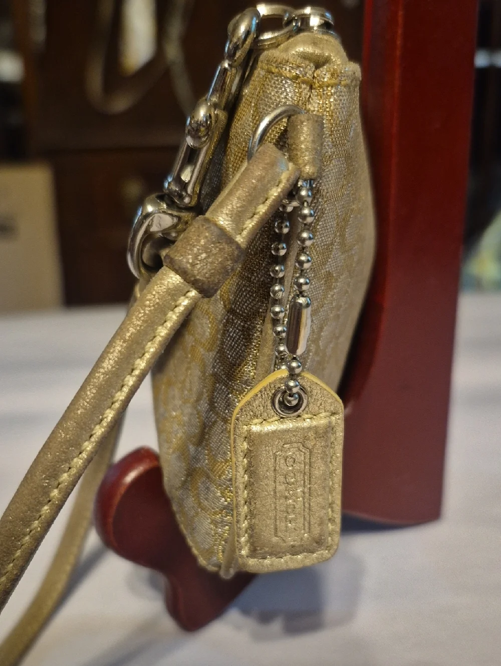 Coach Metallic Gold Signature Wristlet - Picture 2 of 8